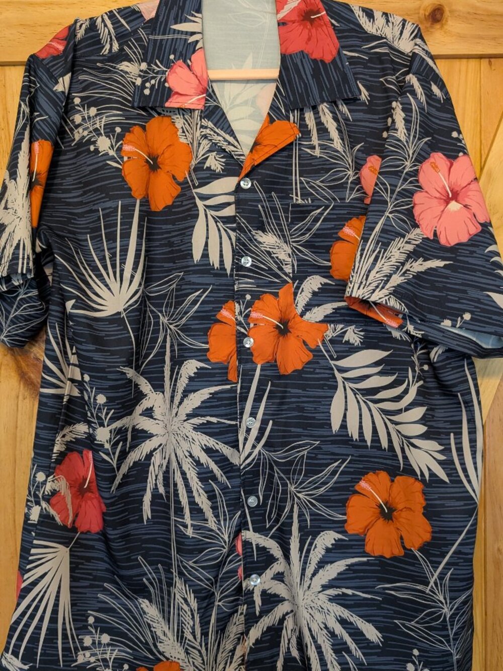 Hawaiian Orange Floral Shirt Size L